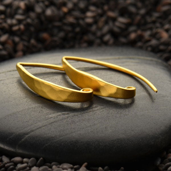 Long Hammered Ear Wire with Hidden Hoop