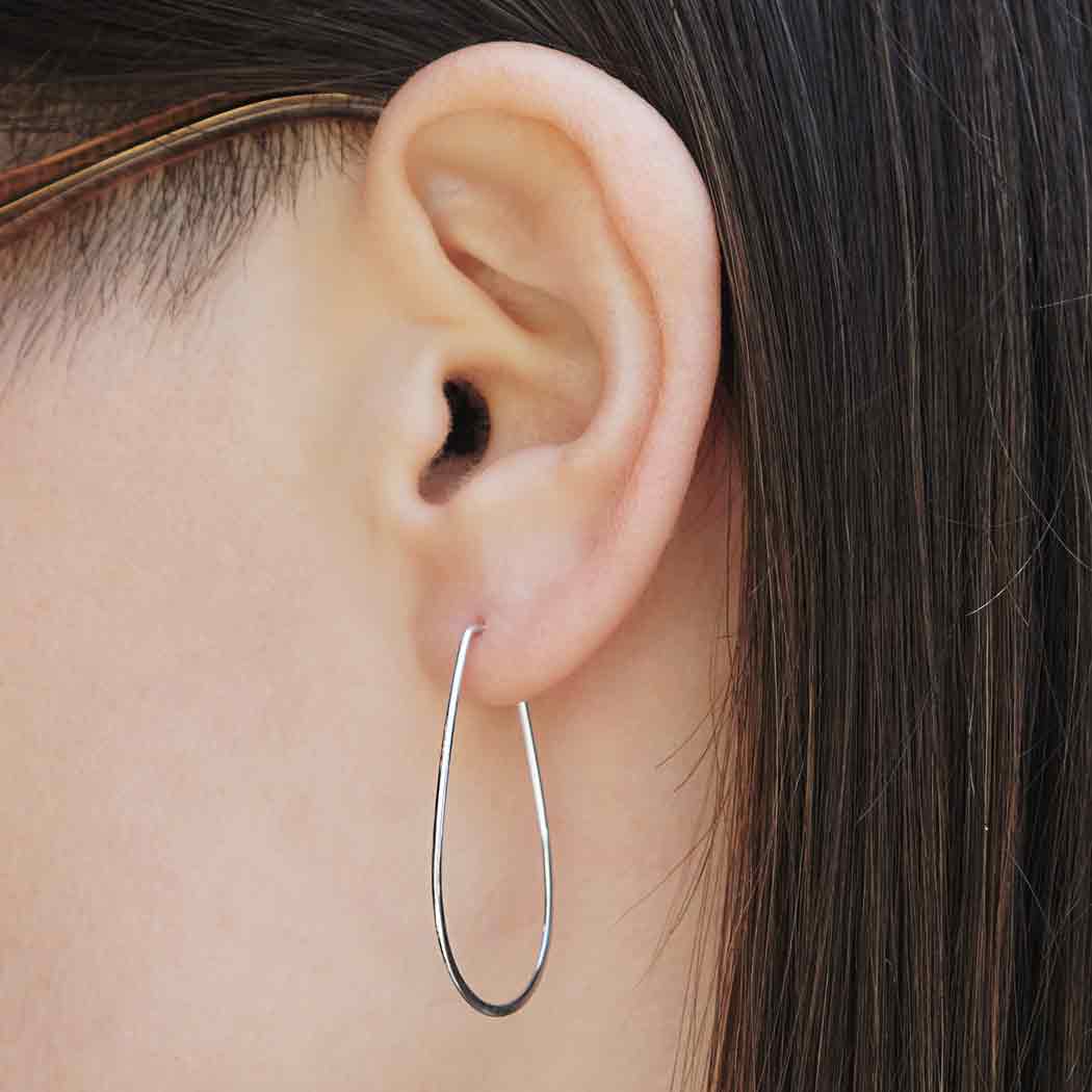 Sterling Silver Teardrop Hoop Earring Finding