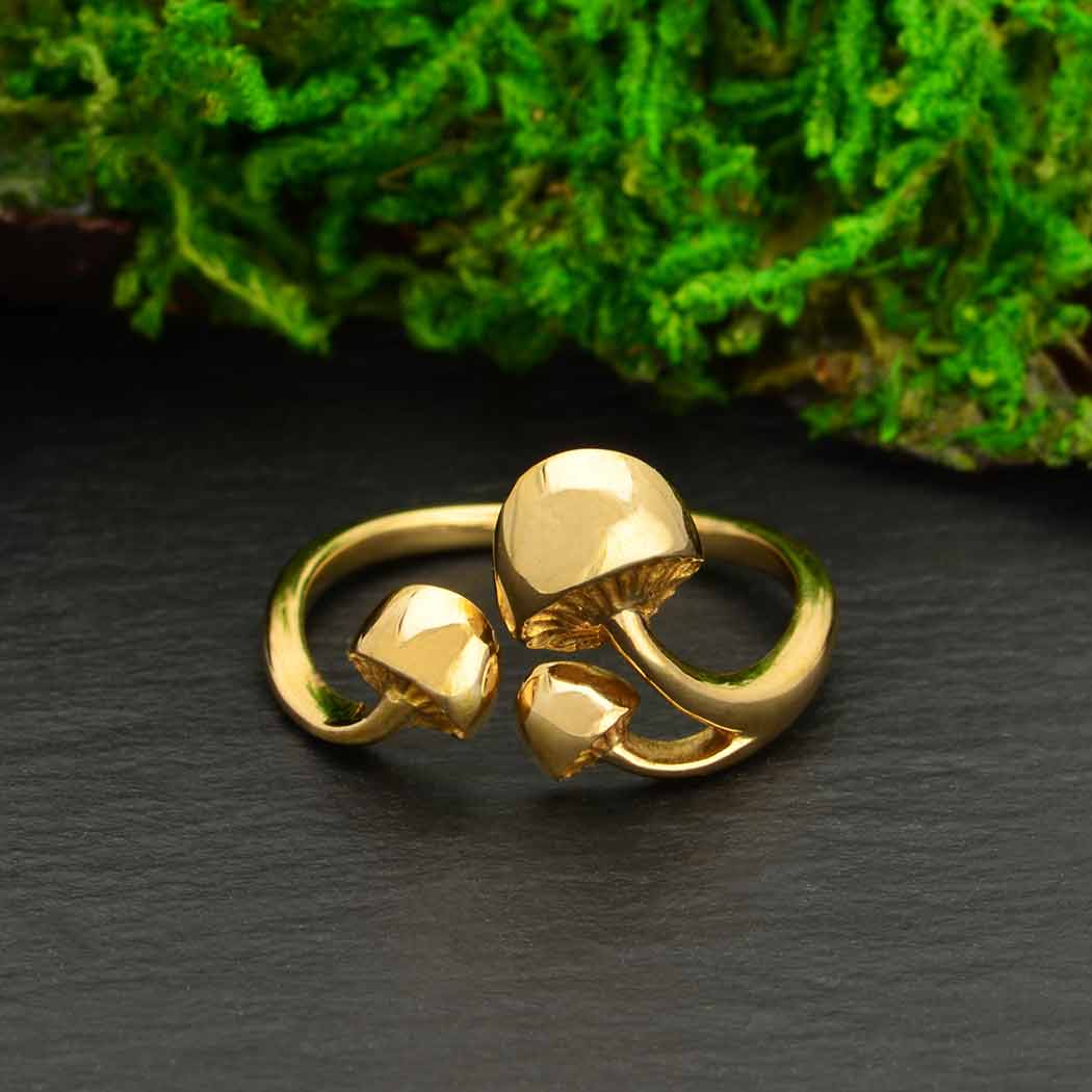 Sterling Silver Adjustable Three Mushroom Ring