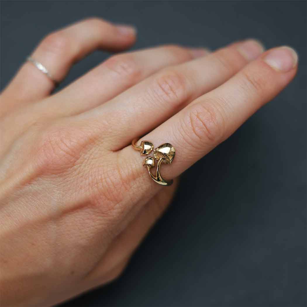 Sterling Silver Adjustable Three Mushroom Ring