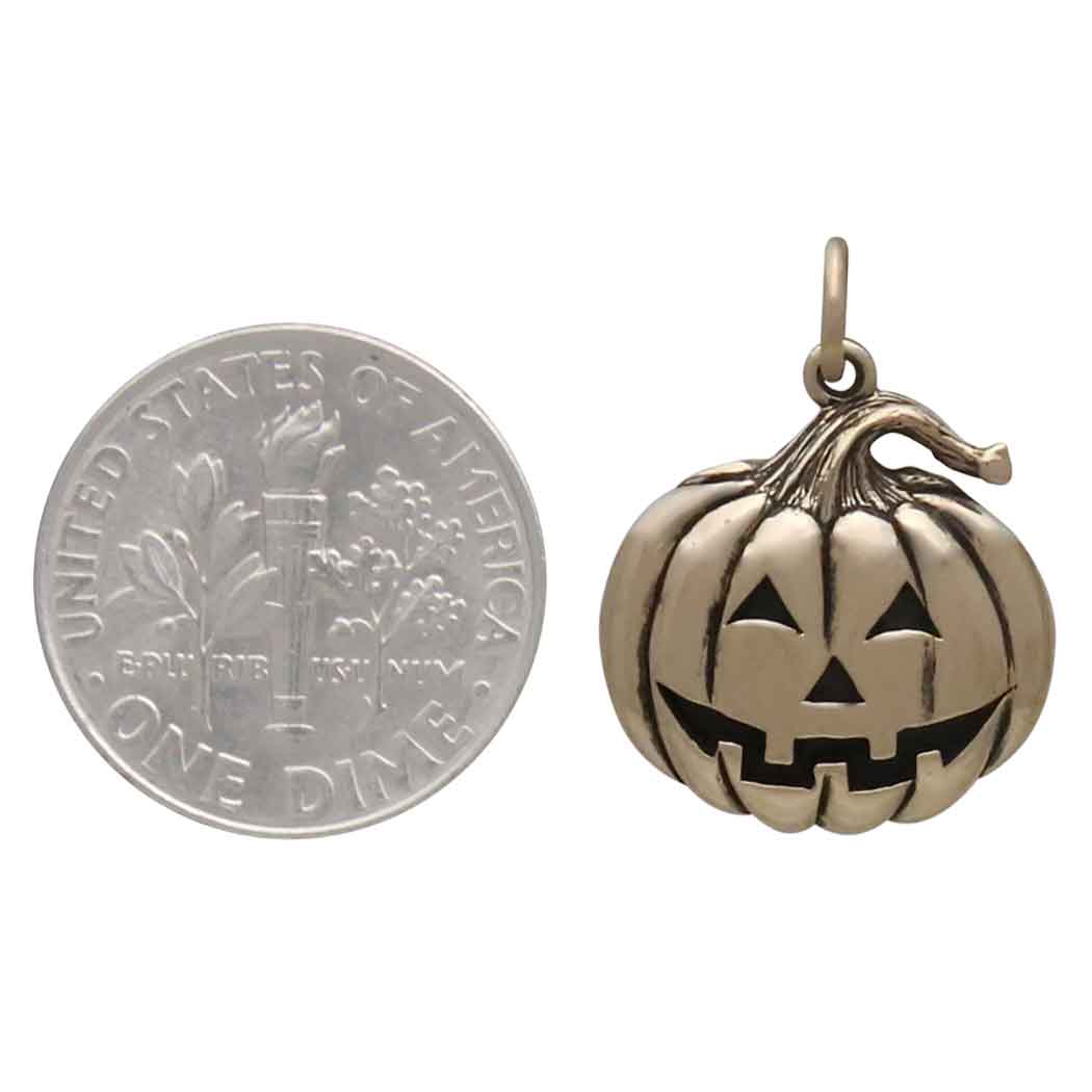 Bronze Jack o Lantern Charm - Poppies Jewelry