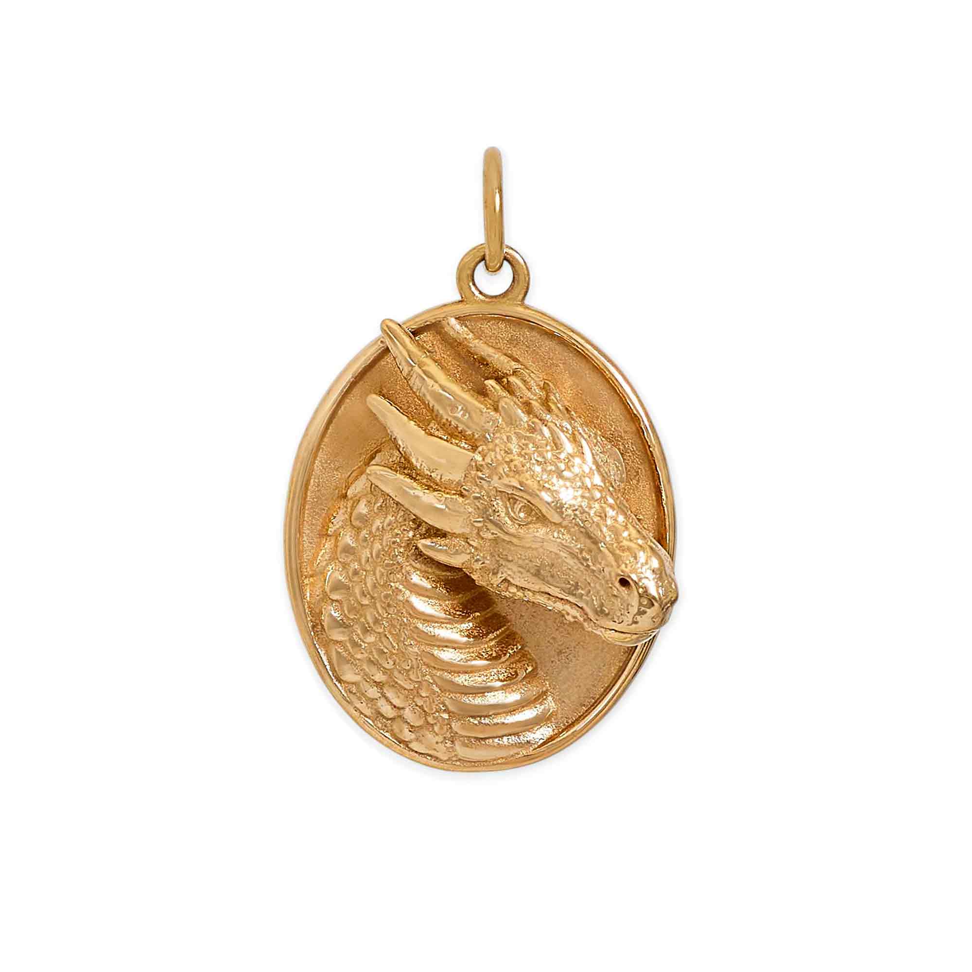 Sterling Silver Oval Dragon Pendant