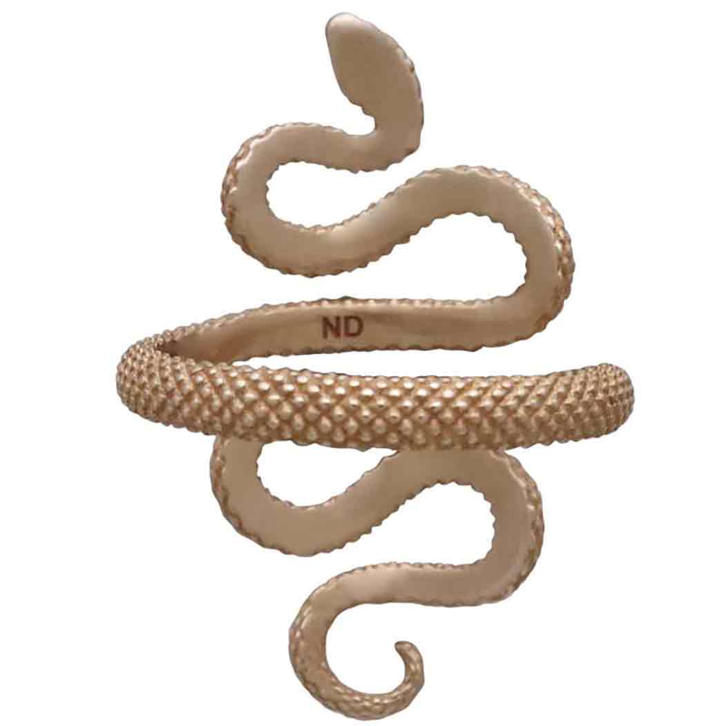 Bronze Textured Adjustable Snake Ring - Poppies Jewelry