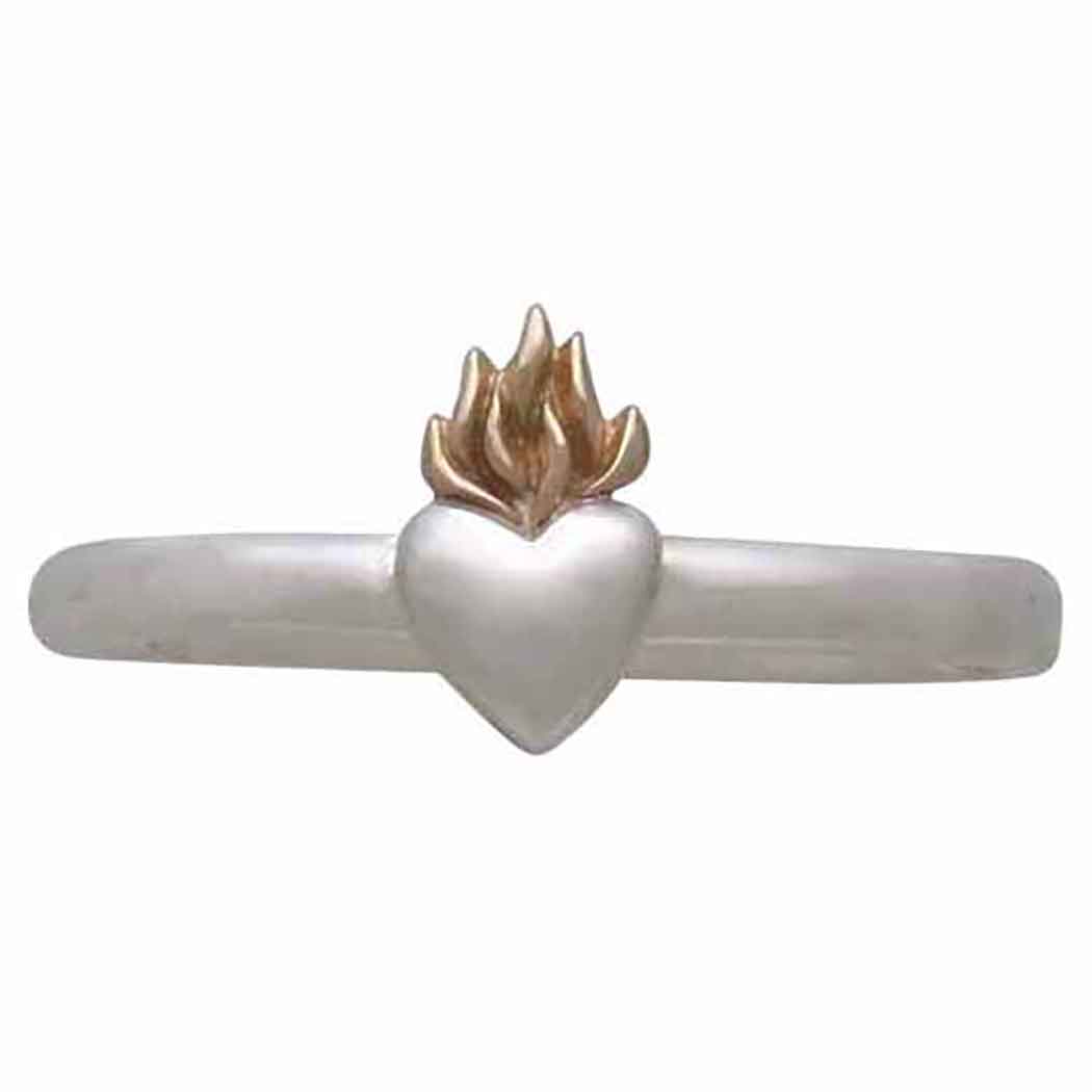 Mixed Metal Flaming Heart Ring - Poppies Jewelry