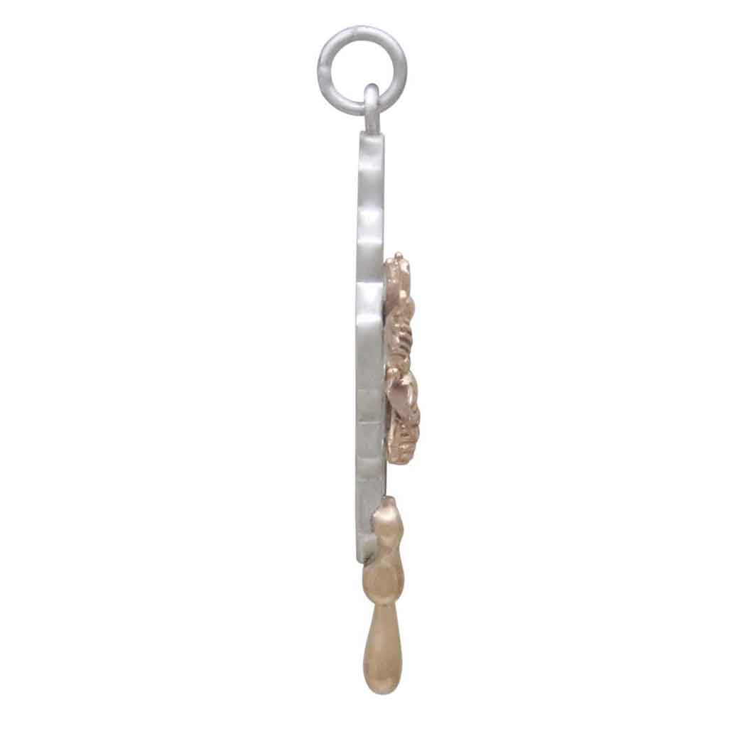 Mixed Metal Honeycomb Pendant with Dripping Honey - Poppies Jewelry