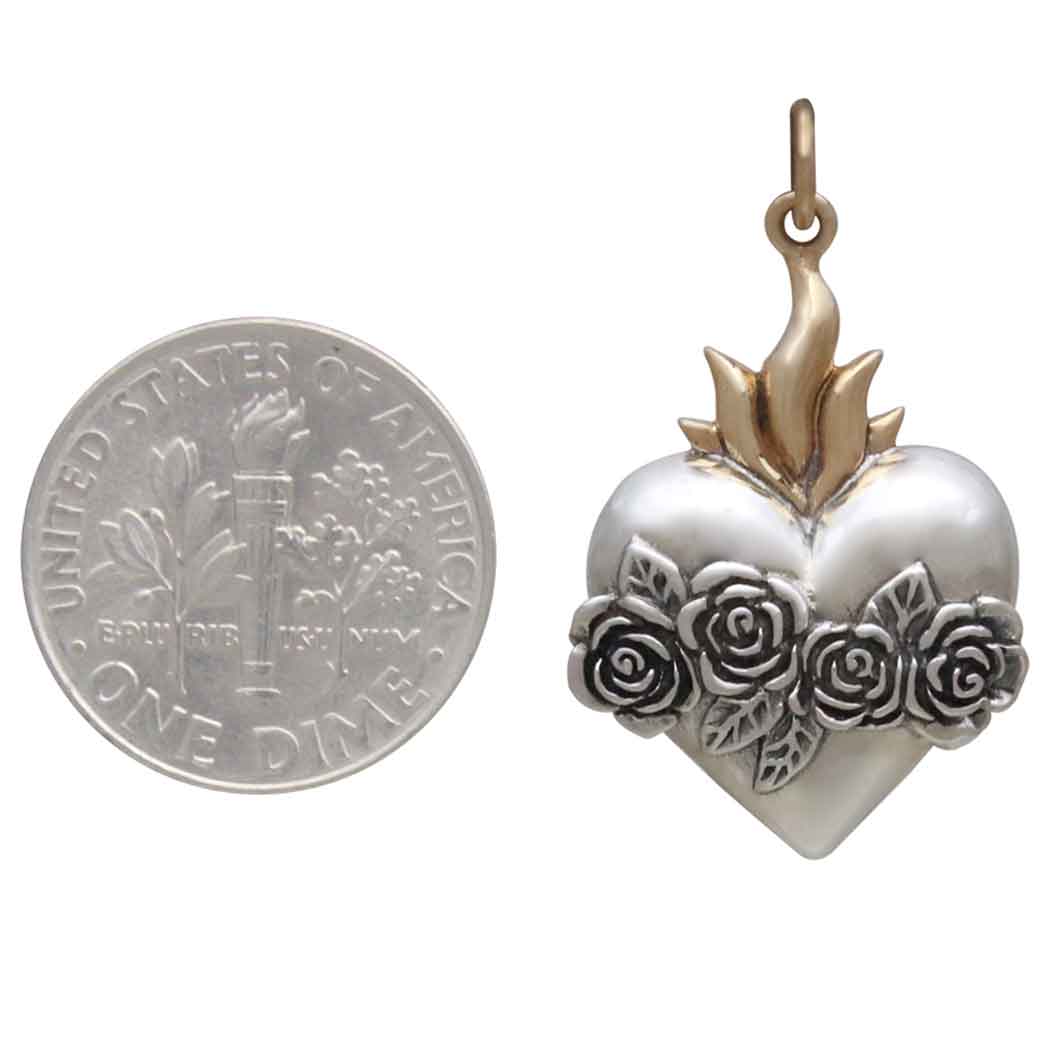 Mixed Metal Immaculate Heart of Mary Pendant - Poppies Jewelry