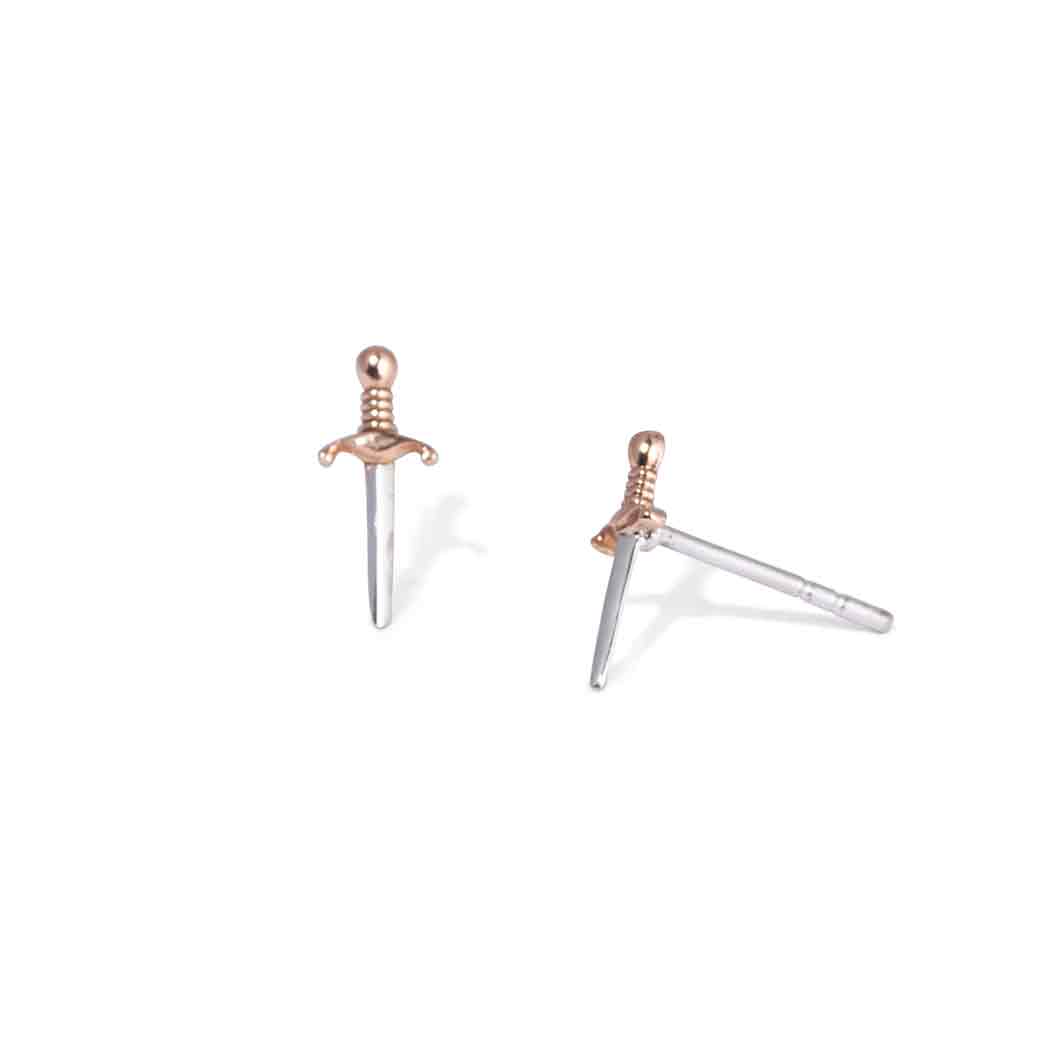 Mixed Metal Mini Dagger Post Earrings - Poppies Jewelry