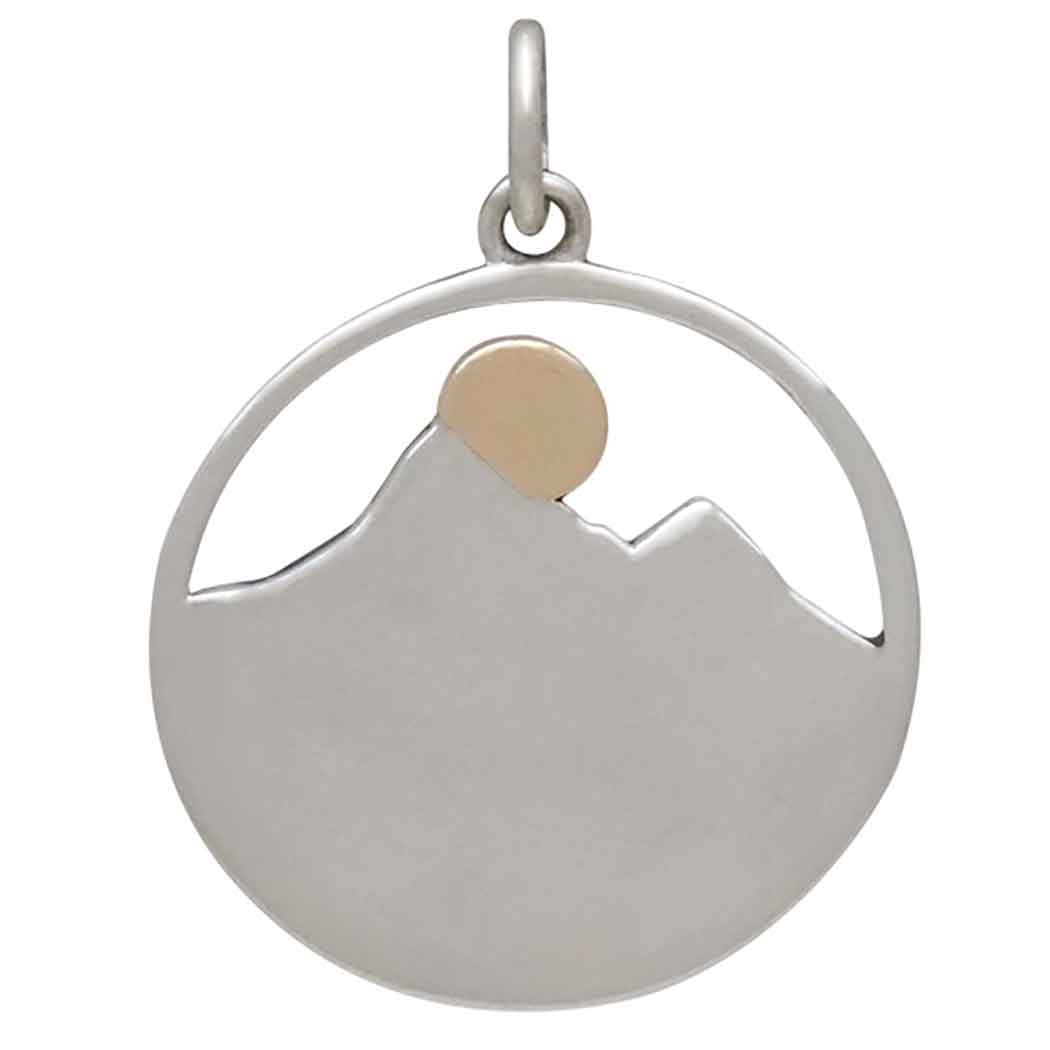 Mixed Metal Mountain Trees and Waves Layered Pendant - Poppies Jewelry