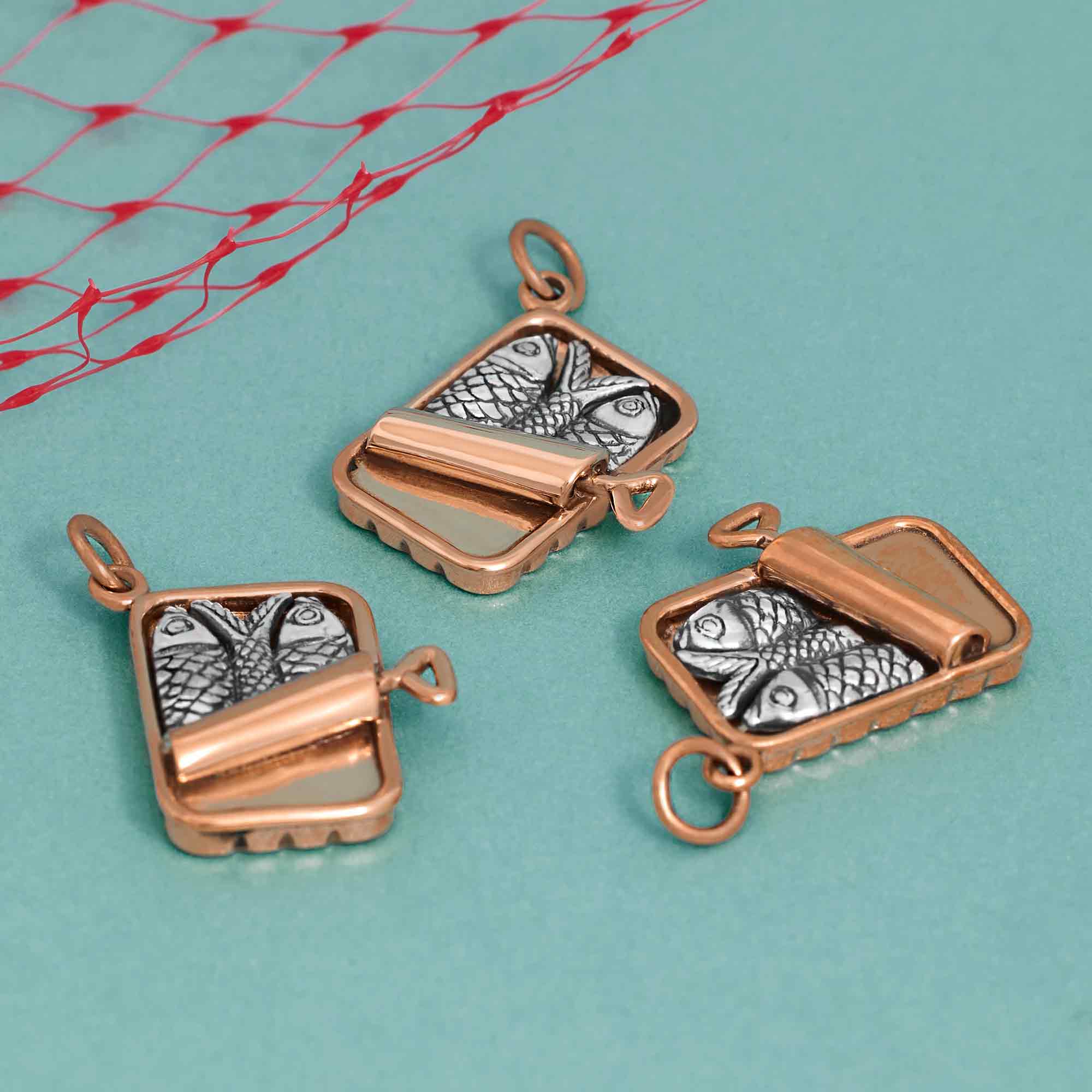 Mixed Metal Sardine Can Charm - Poppies Jewelry