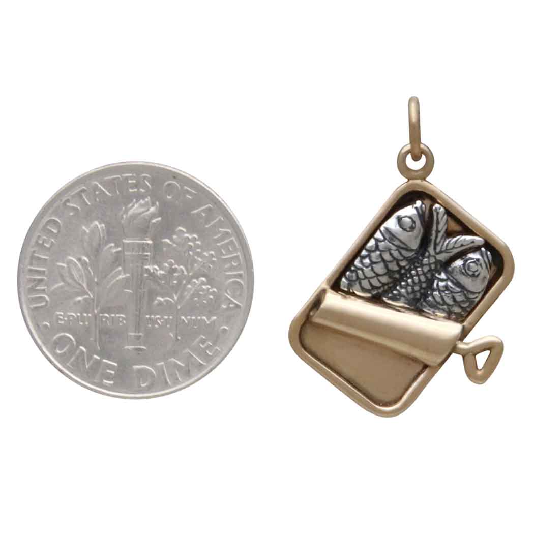 Mixed Metal Sardine Can Charm - Poppies Jewelry