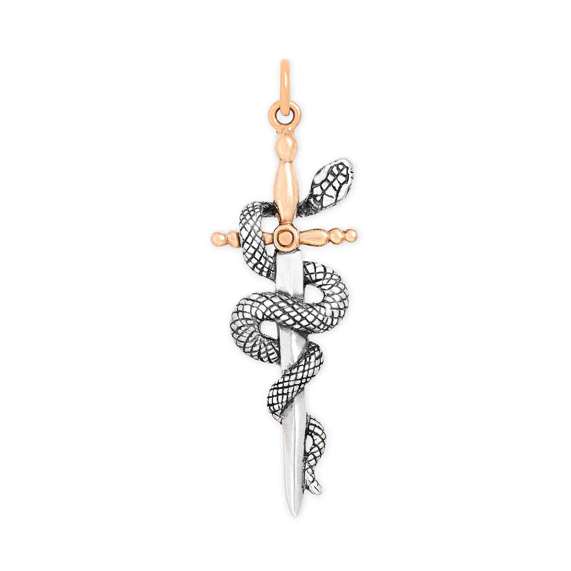 Mixed Metal Sword and Snake Pendant - Poppies Jewelry