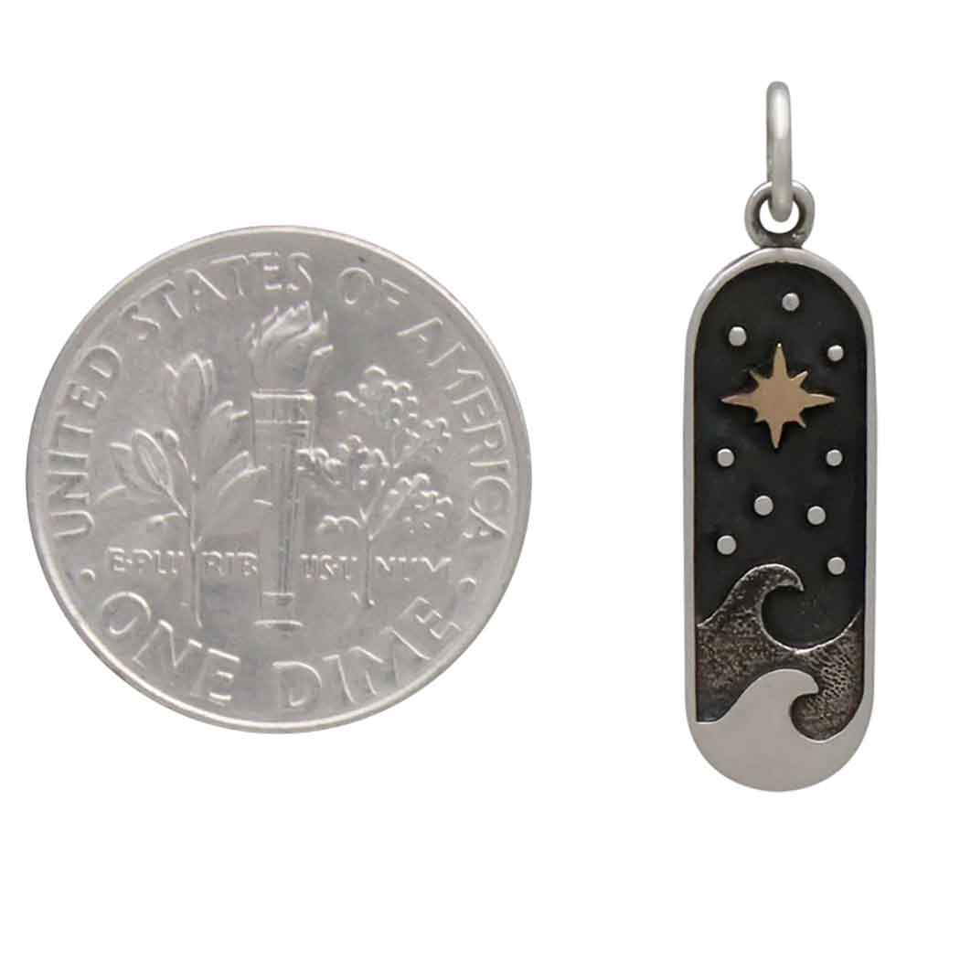 Mixed Metal Waves and North Star Layered Pendant - Poppies Jewelry