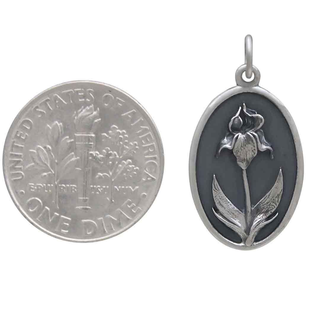 Silver Iris Charm - February Birthflower - Tia Tynette Designs