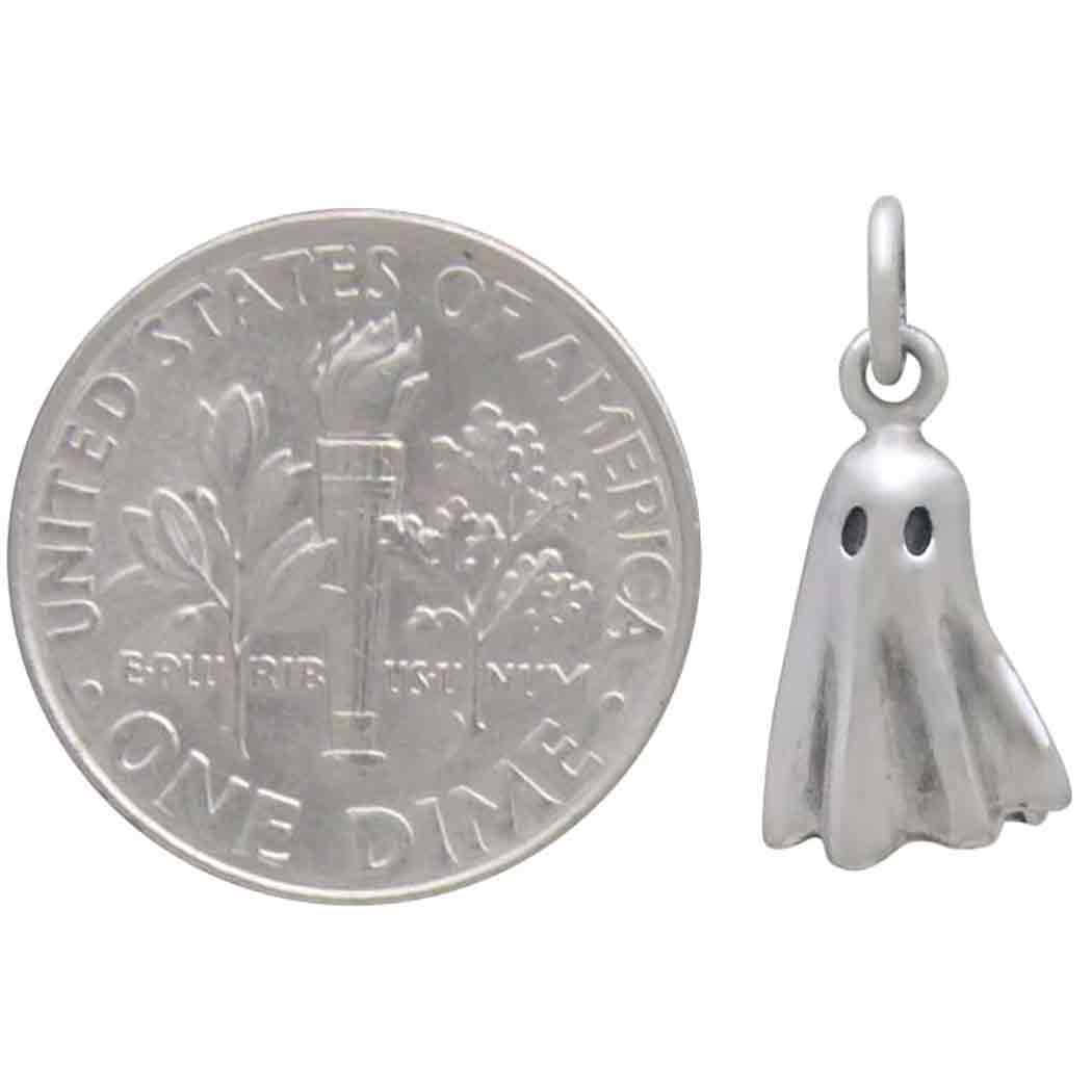 Sterling Silver 3D Ghost Charm - Poppies Jewelry