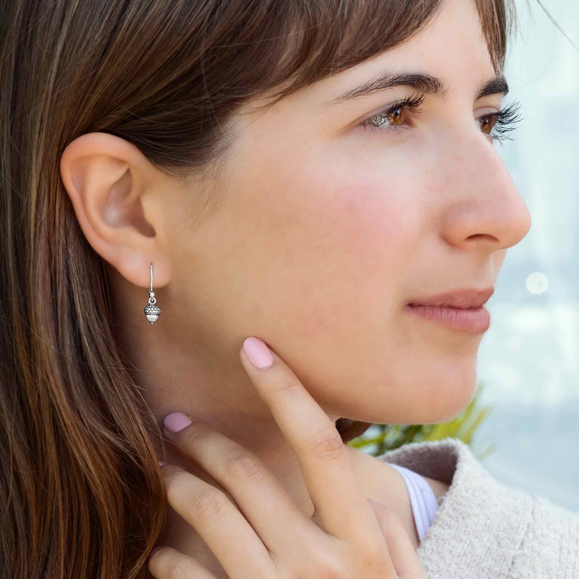 Sterling Silver Acorn Dangle Earrings