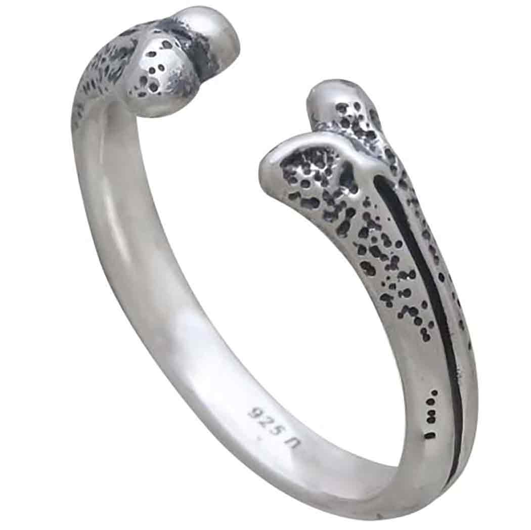 Sterling Silver Adjustable Bone Ring - Poppies Jewelry