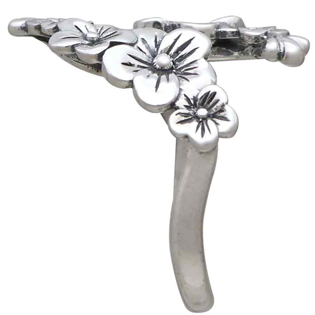 Sterling Silver Adjustable Cherry Blossoms Ring - Poppies Jewelry