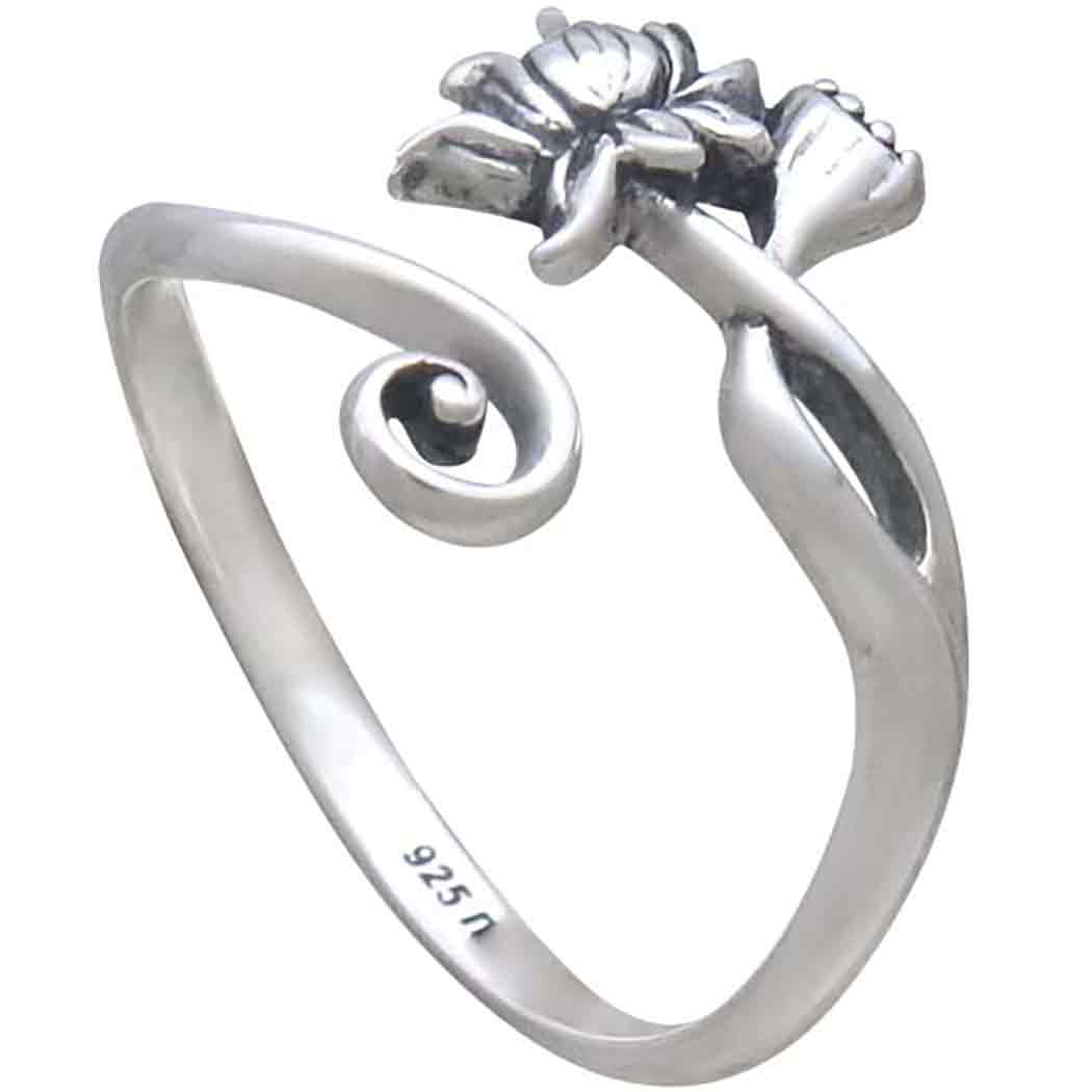 Sterling Silver Adjustable Lotus Ring - Poppies Jewelry