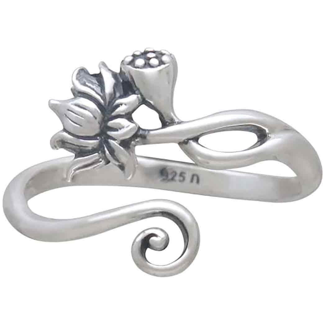 Sterling Silver Adjustable Lotus Ring - Poppies Jewelry