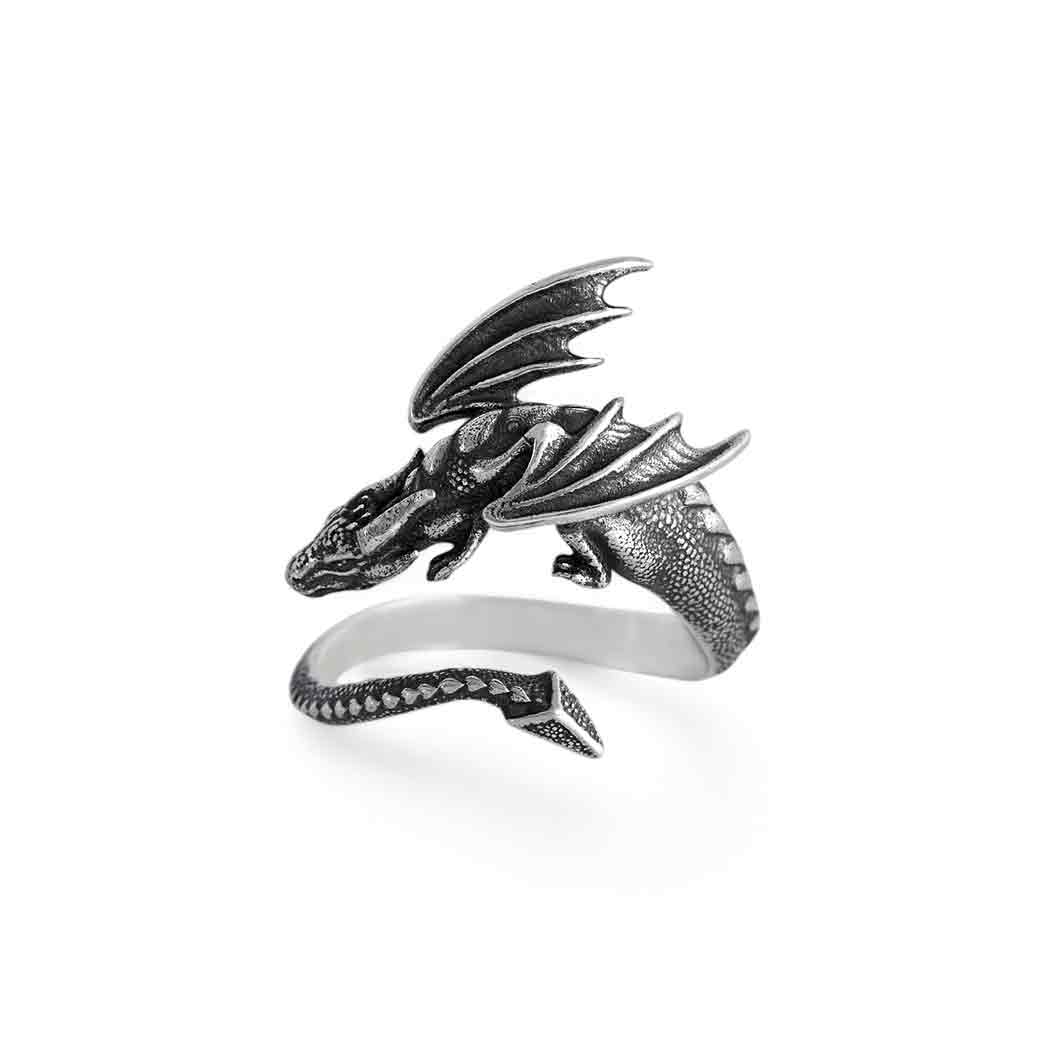 Sterling Silver Adjustable Dragon Ring- Poppies Jewelry
