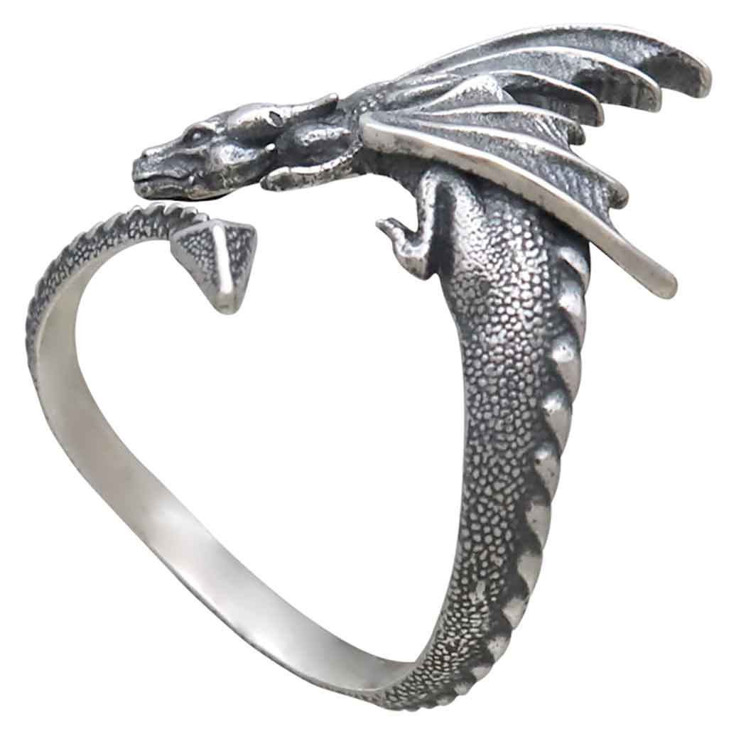 Sterling Silver Adjustable Dragon Ring- Poppies Jewelry