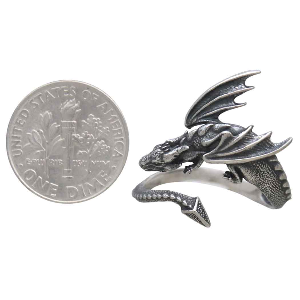 Sterling Silver Adjustable Dragon Ring- Poppies Jewelry