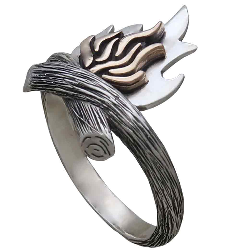 Sterling Silver and Bronze Campfire Ring - Poppies Jewelry