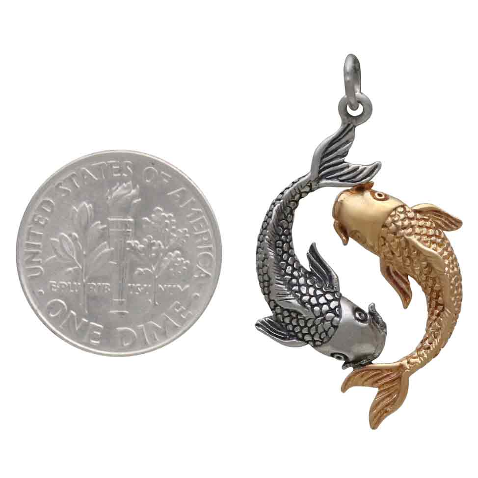 Mixed Metal Double Koi Pendant - Poppies Jewelry