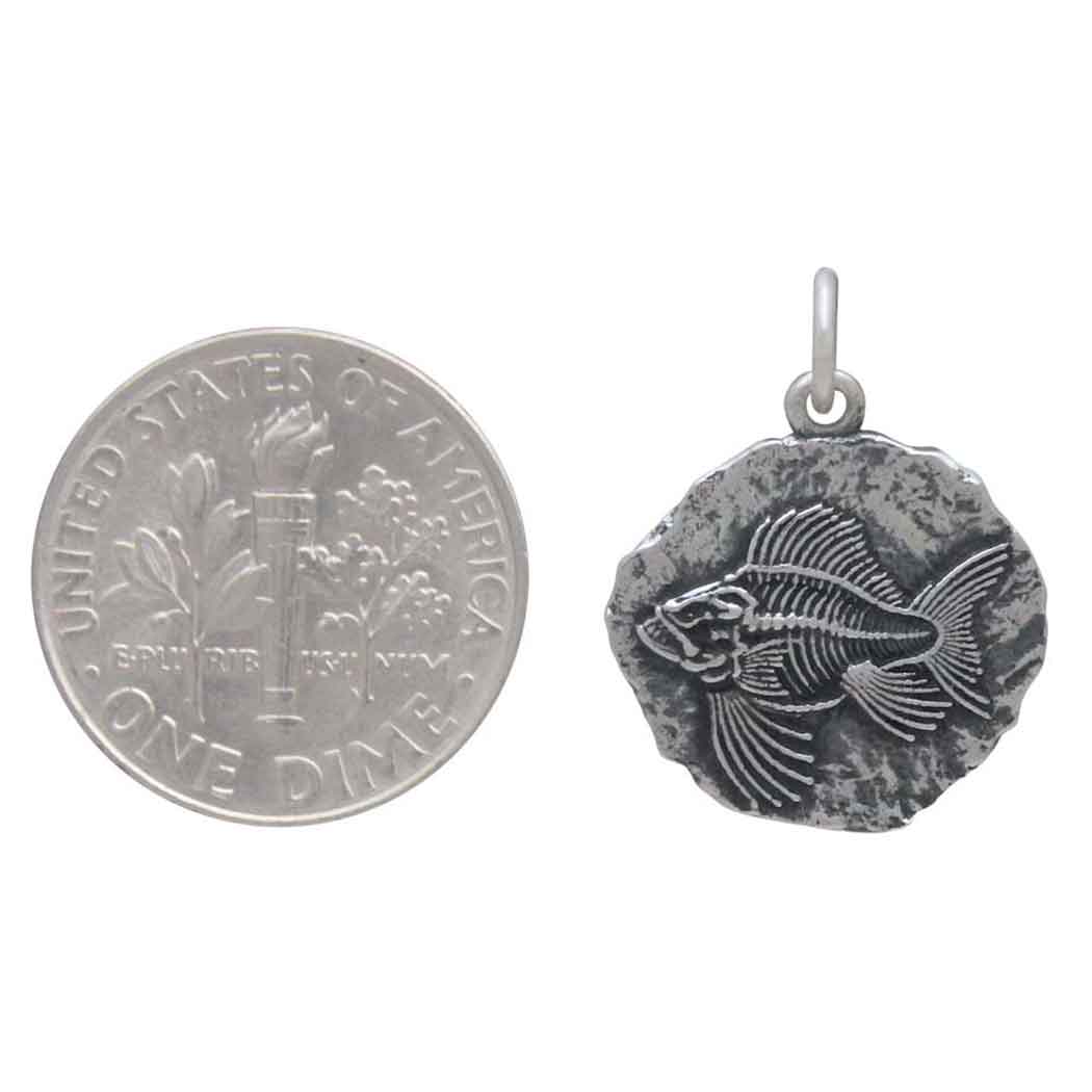 Sterling Silver Angler Fish Fossil Pendant - Poppies Jewelry