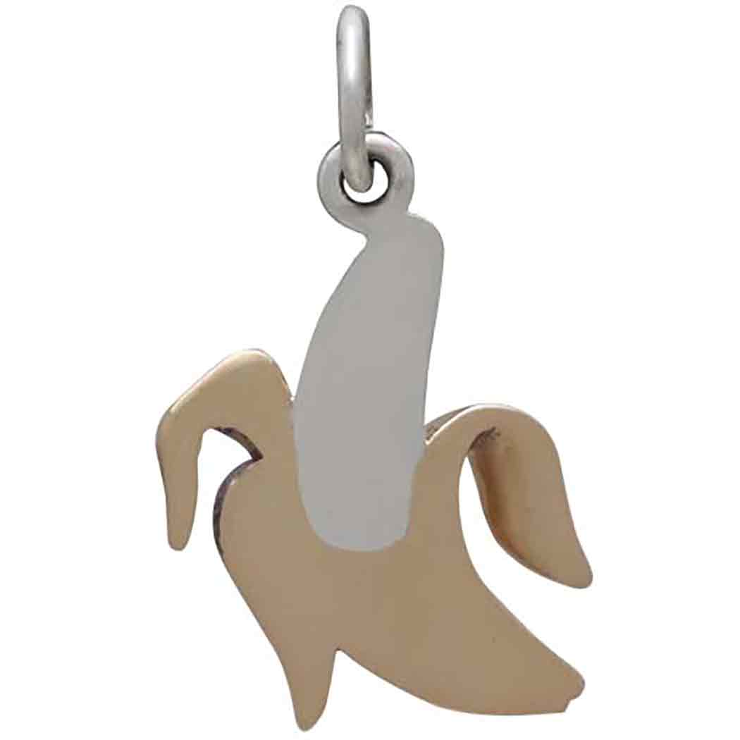 Sterling Silver Banana Charm with Bronze - Poppies Jewelry