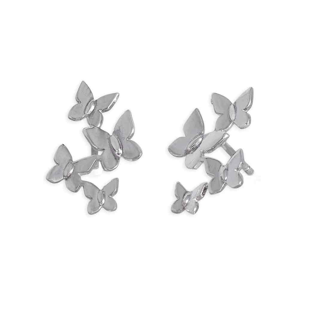 Sterling Silver Butterfly Cluster Post Earrings - Poppies Jewelry