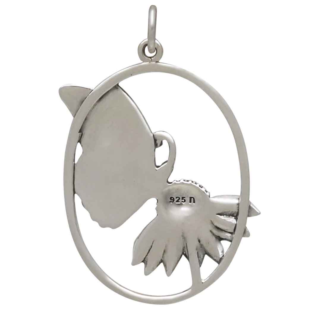 Sterling Silver Butterfly on Flower Pendant