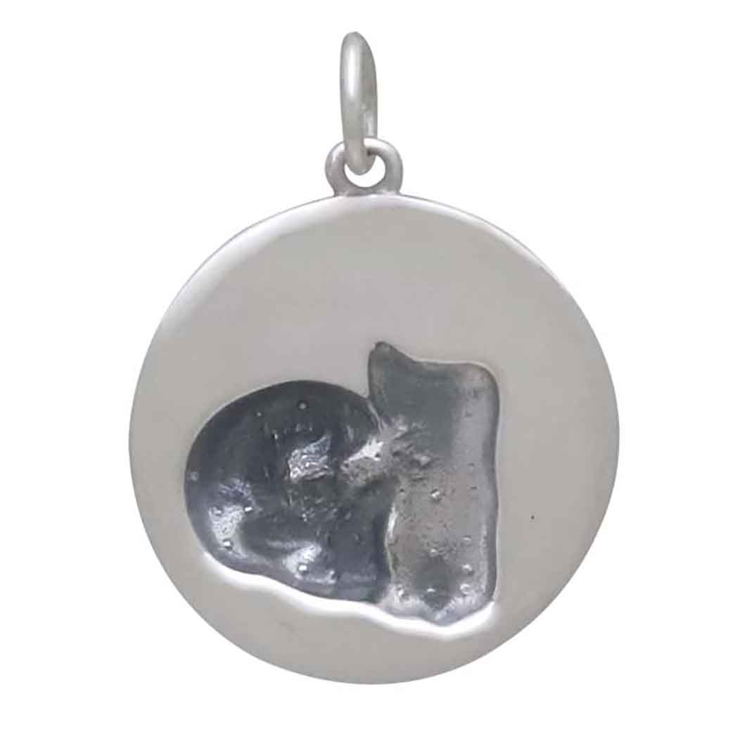 Sterling Silver Candle and Skull Pendant with Bronze Flame