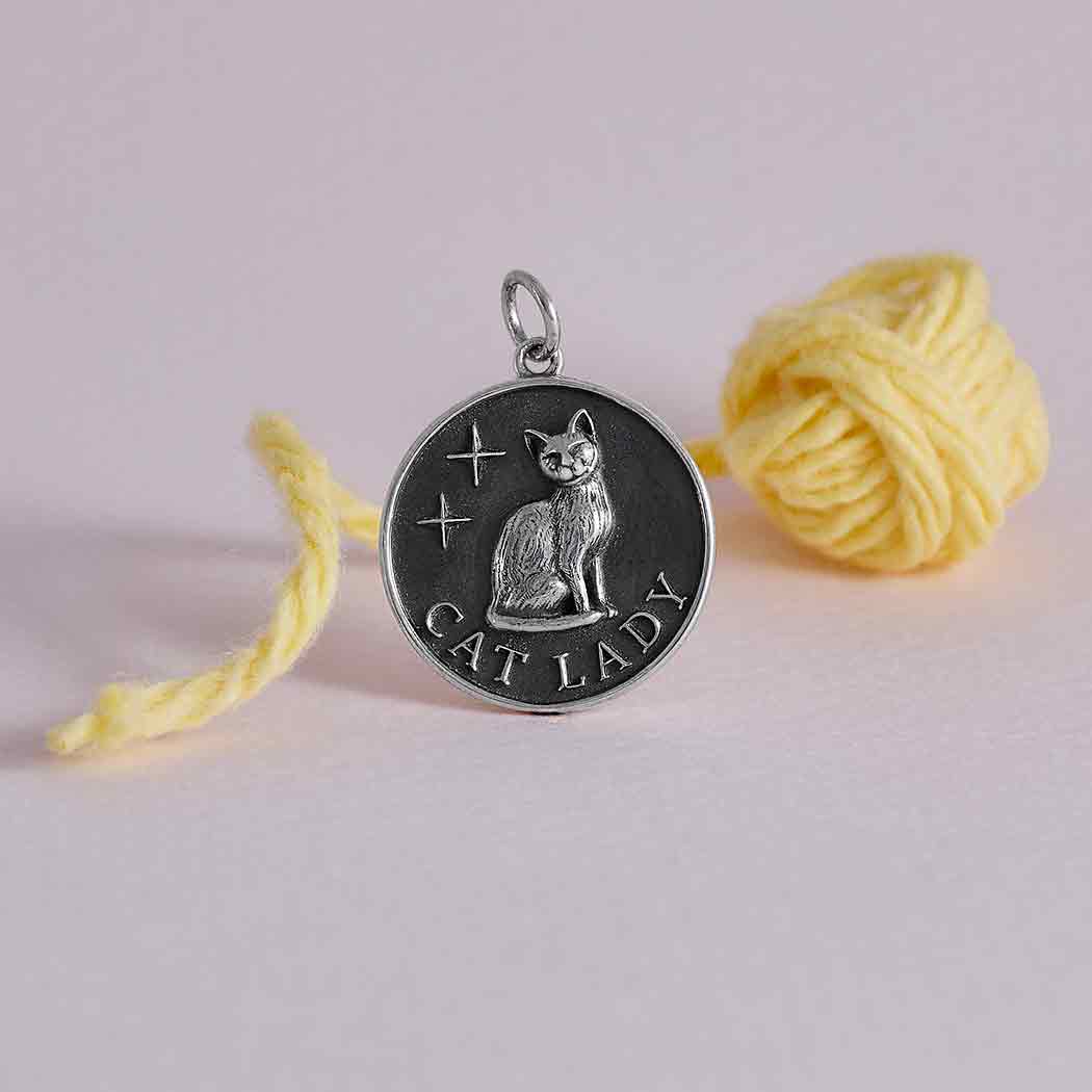 Sterling Silver Cat Lady Charm
