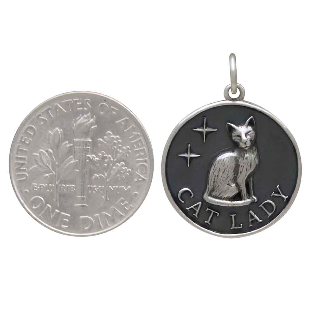 Sterling Silver Cat Lady Charm
