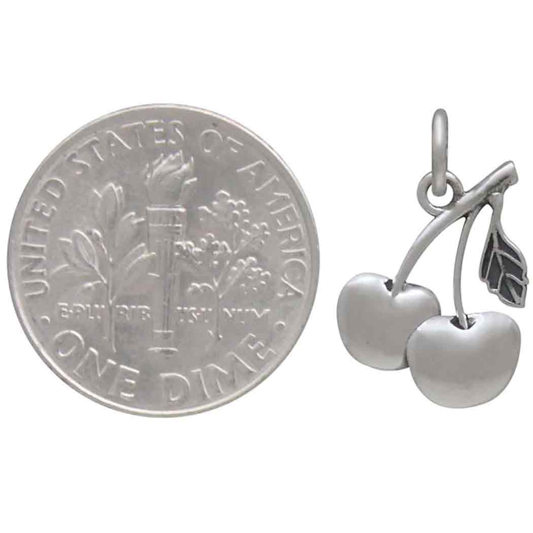 Sterling Silver Cherry Charm - Poppies Jewelry