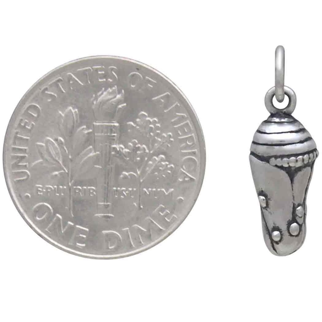 Sterling Silver Chrysalis Charm - Poppies Jewelry