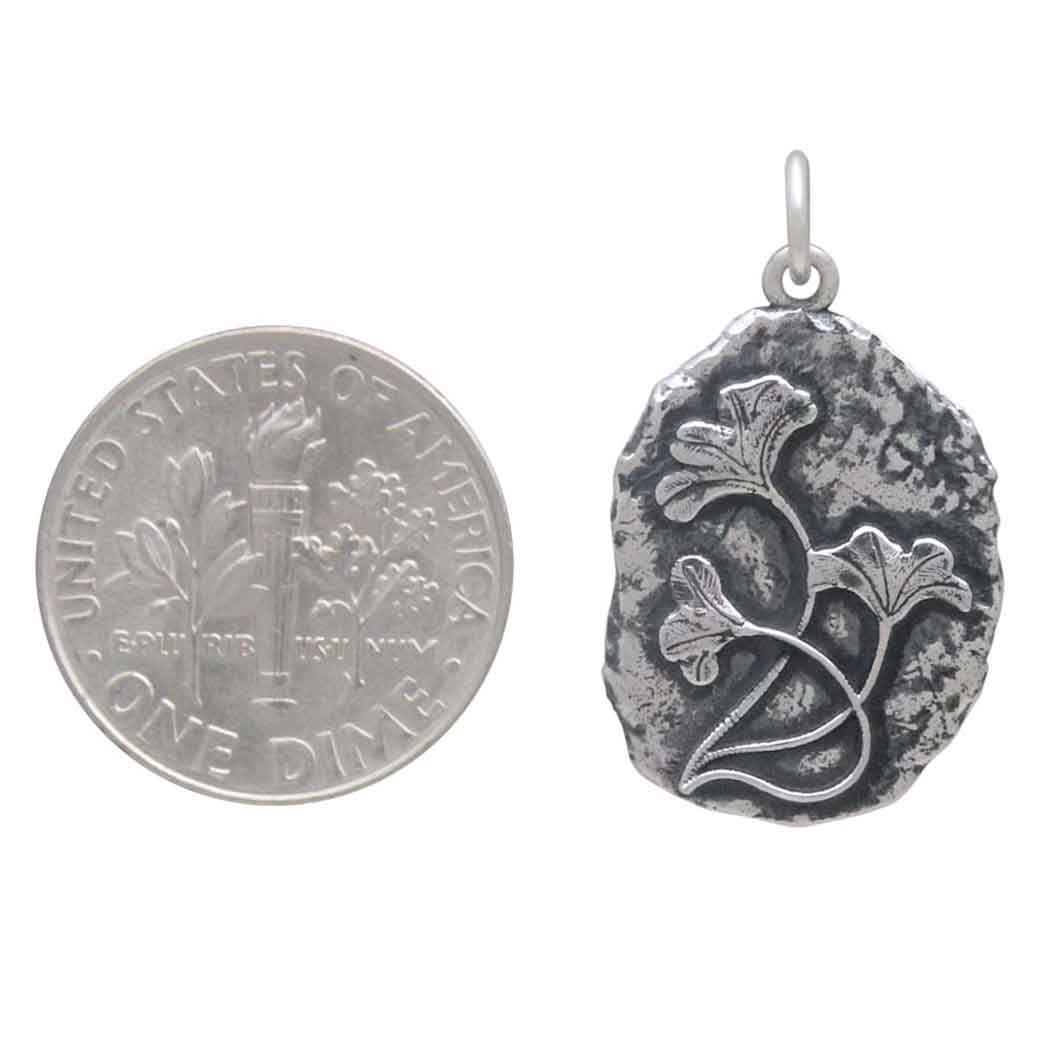 Sterling Silver Crinoid Fossil Pendant - Poppies Jewelry