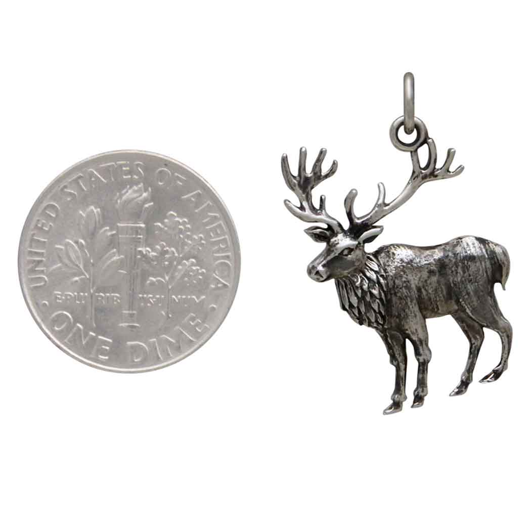 Sterling Silver Dimensional Elk Charm