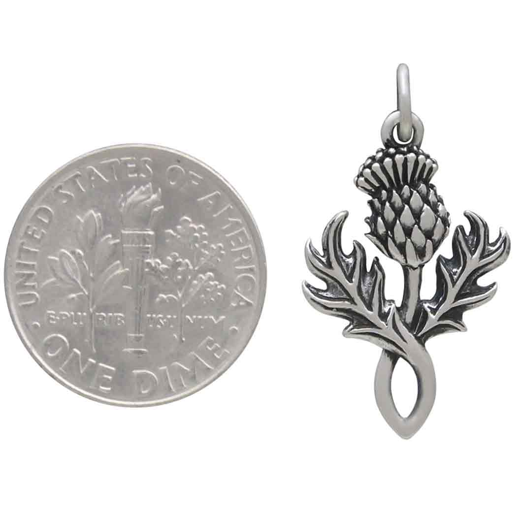 Sterling Silver Dimensional Thistle Charm