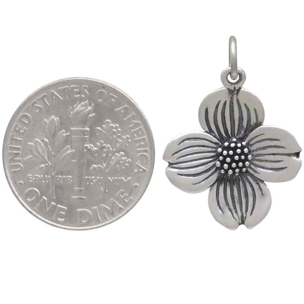 Sterling Silver Dogwood Flower Charm - Poppies Jewelry
