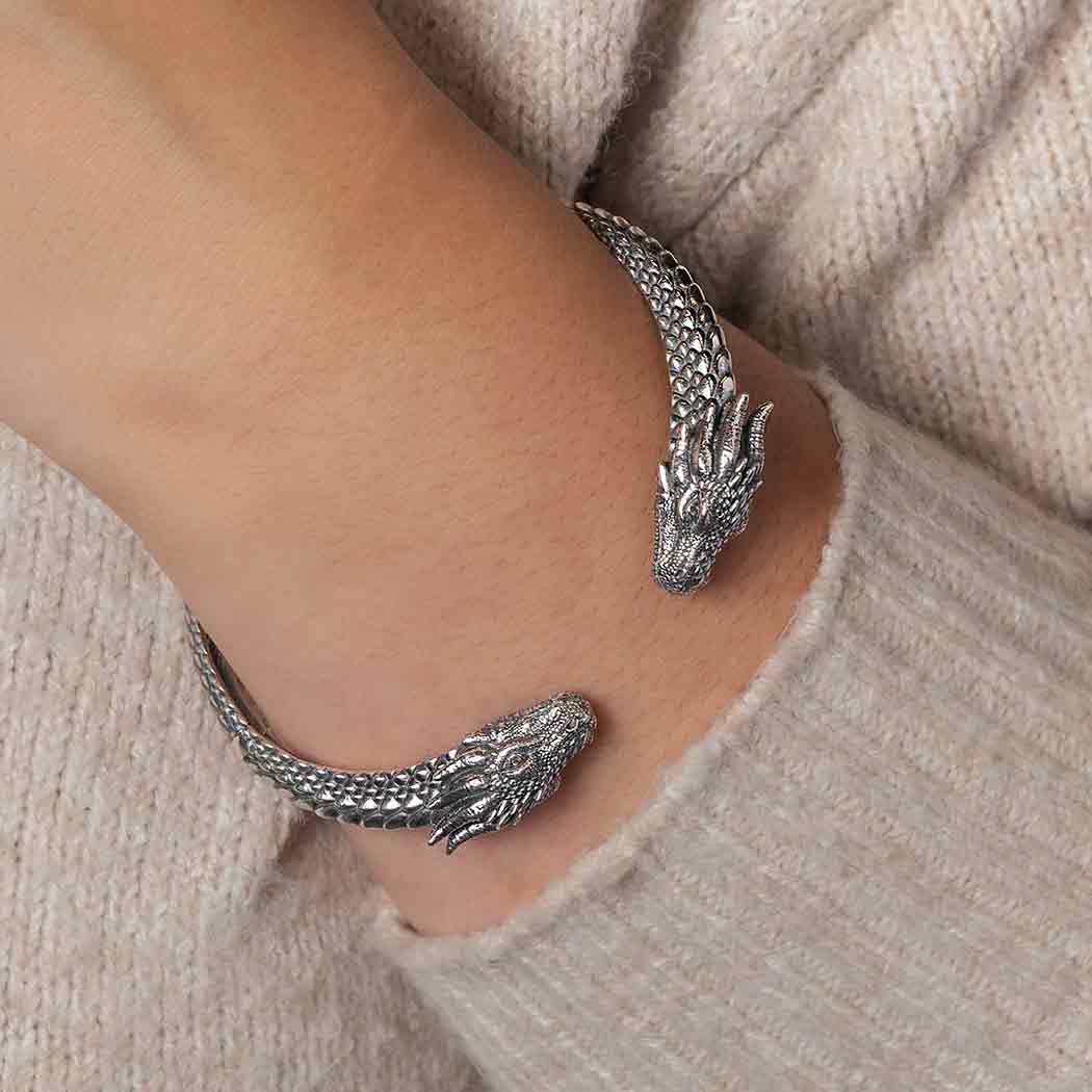 Sterling Silver Dragon Cuff Bracelet - Poppies Jewelry