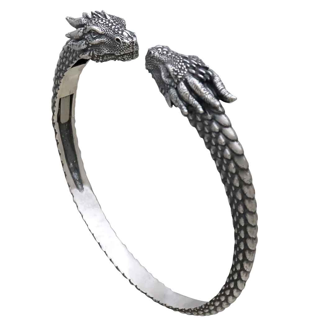 Sterling Silver Dragon Cuff Bracelet - Poppies Jewelry