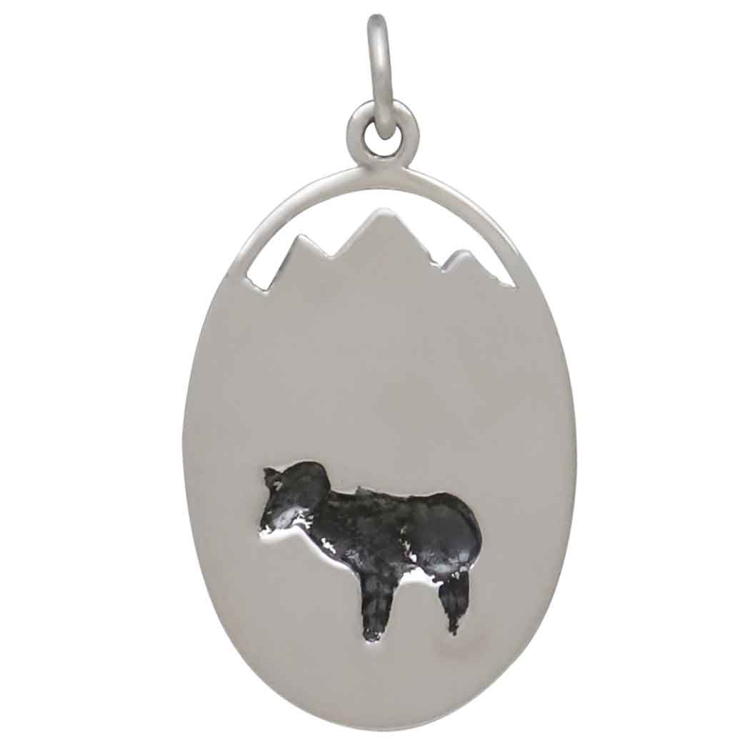Sterling Silver Elk in Meadow Pendant - Poppies Jewelry