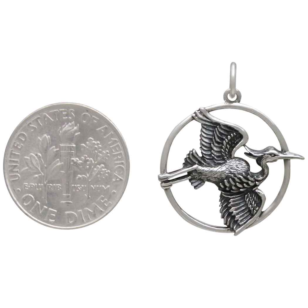 Sterling Silver Flying Heron Charm