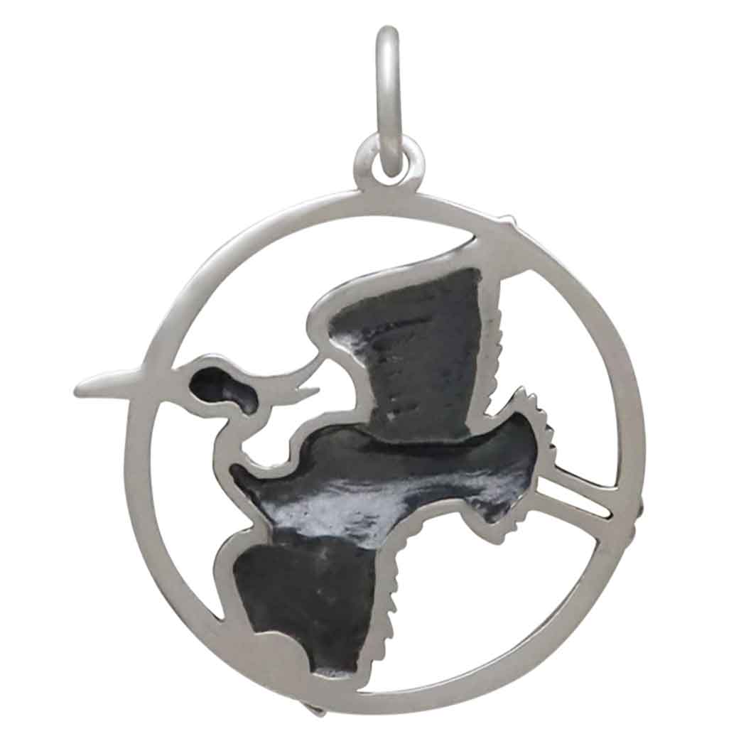 Sterling Silver Flying Heron Charm