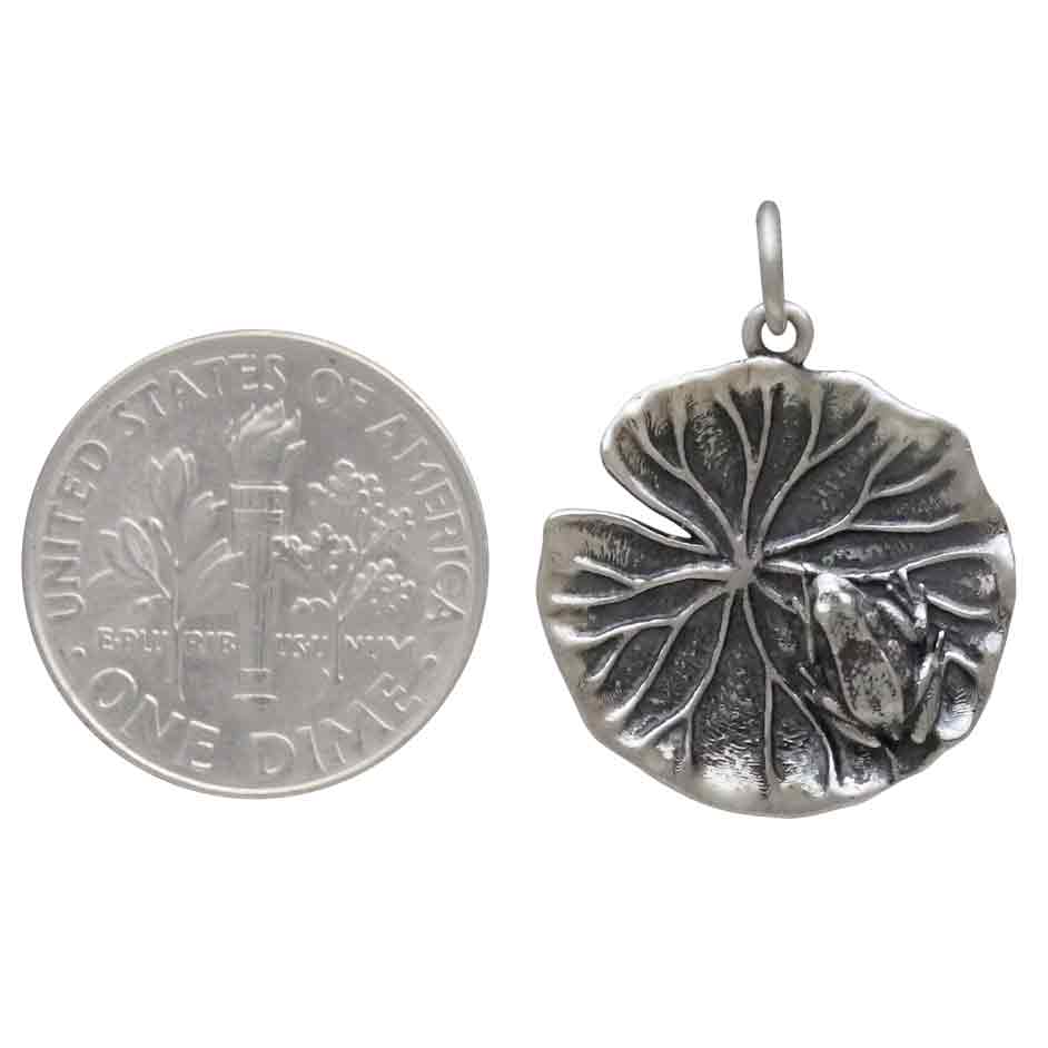 Sterling Silver Frog on Lily Pad Charm - Poppies Jewelry