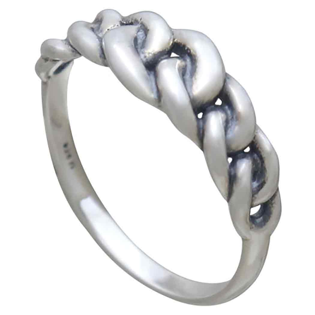 Sterling Silver Graduated Chain Link Ring - Poppies Jewelry