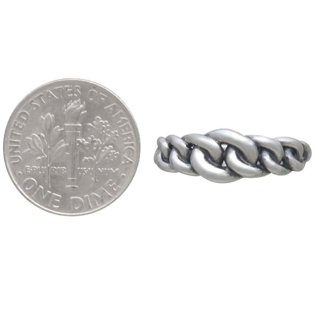 Sterling Silver Graduated Chain Link Ring - Poppies Jewelry