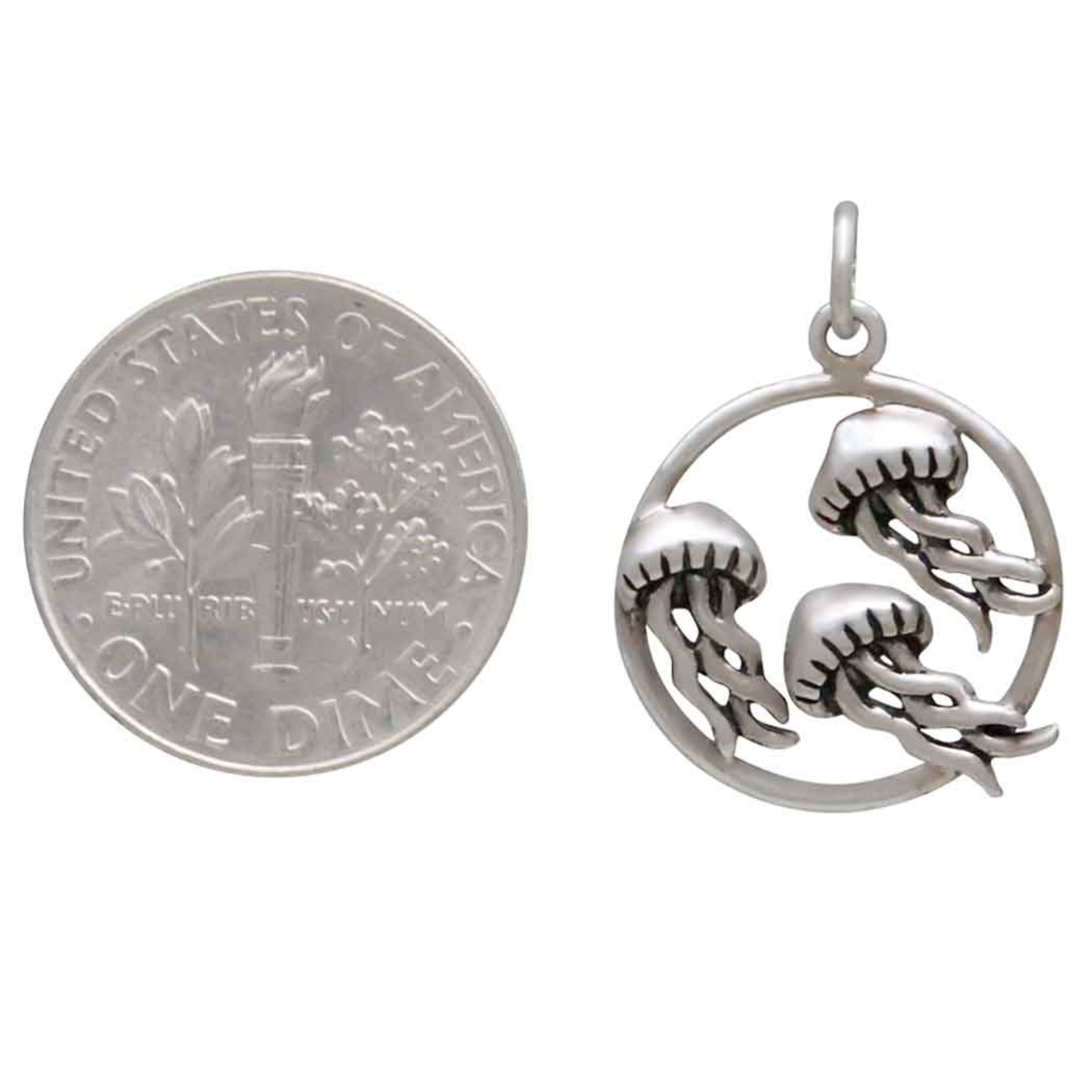 Sterling Silver Jellyfish Trio Charm- Poppies Jewelry